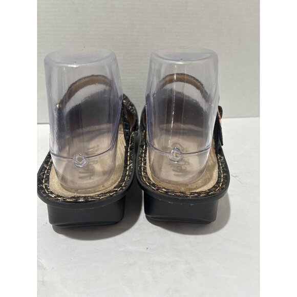 Alegria Womens Leather Mary Jane slip on Tuscany Leopard Gold Stripe Shoes sz 37 - Picture 3 of 7